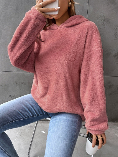 Damen Kapuzenpullover - Fleece Pullover - Kurzes Modell - Bequeme Passform - Lange Ärmel