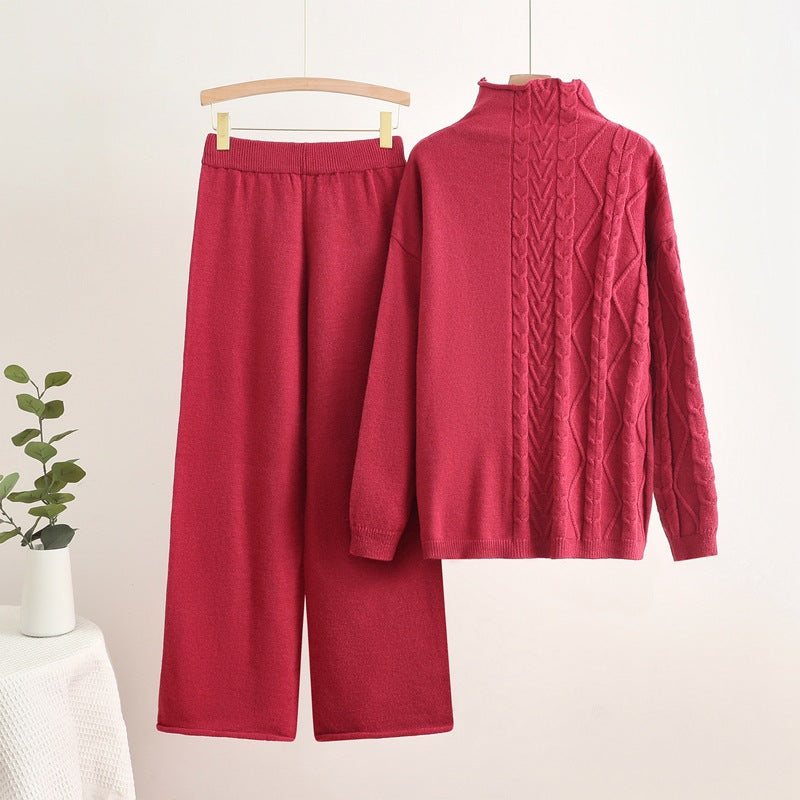 Vamos-mode | Zusammengesetzter warmer Rollkragenpullover und Hosen Set