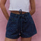 Denim Shorts für Frauen - Hohe Taille - Entspannte Passform - Verstellbarer Kordelzug - Fünf-Taschen-Design