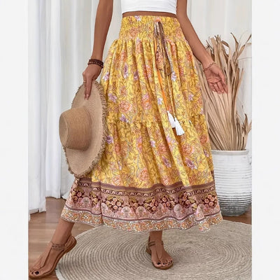 Revie | Boho Maxirock aus leichter Baumwollmischung
