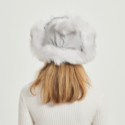 Damen Flauschige Wintermütze mit tierischen Ohren und voluminösem Design