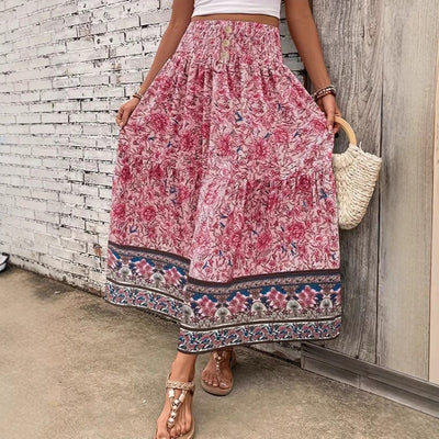 Revie | Boho Maxirock aus leichter Baumwollmischung