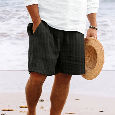 Shorts Herren natürliche Textur Baumwollmix mit Taschen Kordelzug