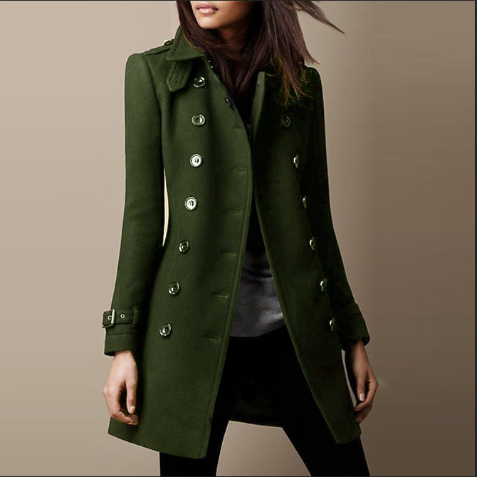 Raffinierte lange Tweedjacke mit Knöpfen für Frauen