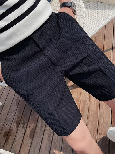 Maßgeschneiderte Shorts für Männer - Slim Fit - Knielang - Knopfleiste - Gürtelschlaufen