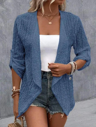 Boho Cardigan Damen Häkelstrick offen geschnitten leichtes Layering
