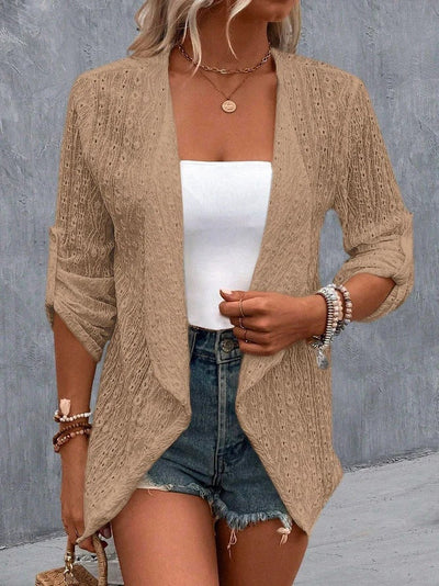 Boho Cardigan Damen Häkelstrick offen geschnitten leichtes Layering