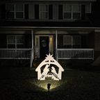 White Outdoor Nativity Scene Silhouette Display for outdoor use with classic nativity scene shape