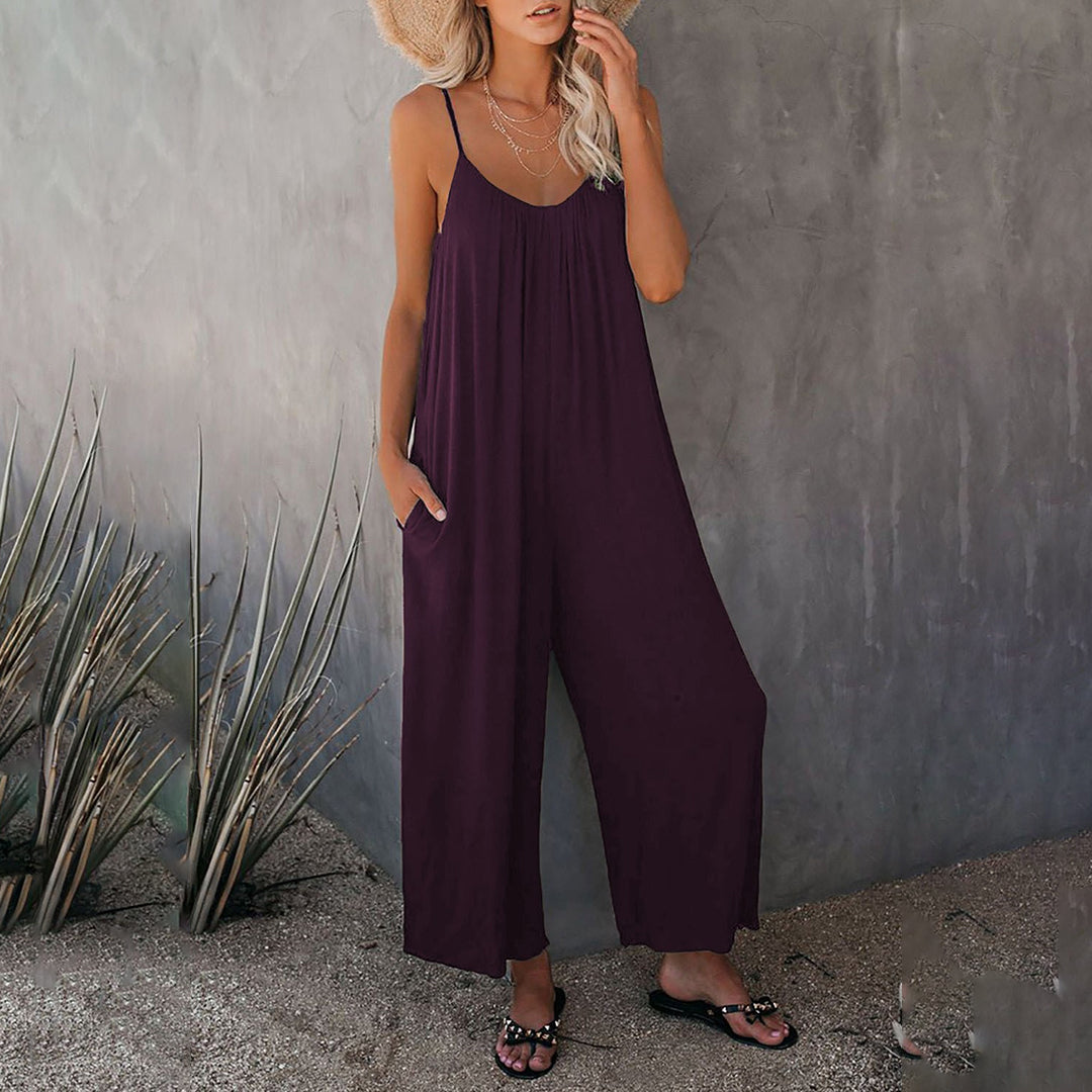 Jumpsuit für Frauen - ärmellos mit Spaghettiträgern - lockerer Schnitt - leicht und atmungsaktiv