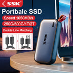 SSK Portable externe SSD 2TB, USB 3.2 Gen2 Typ-C (1050MB/s, für MacBook & Laptop)