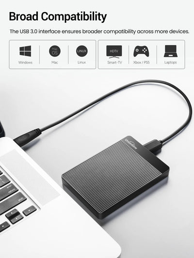 Disco duro externo portátil UnionSine de 2,5" y 1 TB con USB 3.0 (HDD de alta velocidad para PC y consola)