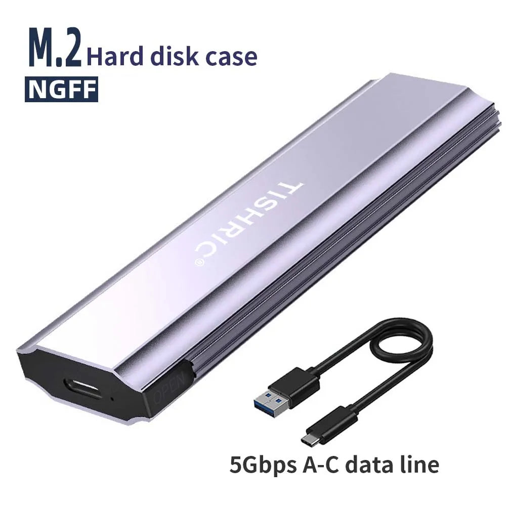 Carcasa SSD externa TISHRIC para juegos, M.2 NVMe/NGFF, USB a Tipo-C (10 Gbps/5 Gbps)