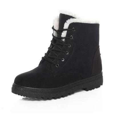 Mit Fleece gefütterte Damen-Winterstiefel – Warme Stiefeletten mit Schnürverschluss