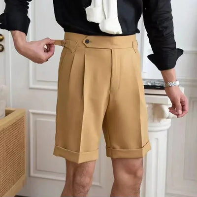 Maßgeschneiderte Shorts für Männer - 100% soft-touch-stoff - plissierte Vorderseite - Saum mit Bündchen - knielange Passform