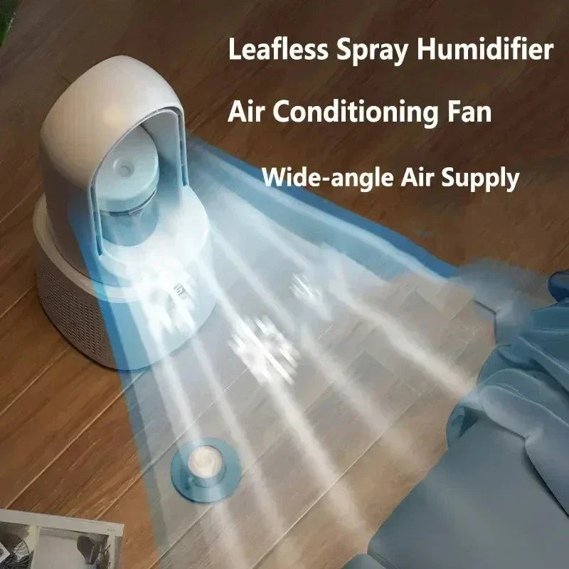 Bladloser Schlafzimmer-Ventilator mit Sprühkühlung & Nachtlicht – Leiser Mini-Luftkühler für besseren Schlaf im Sommer