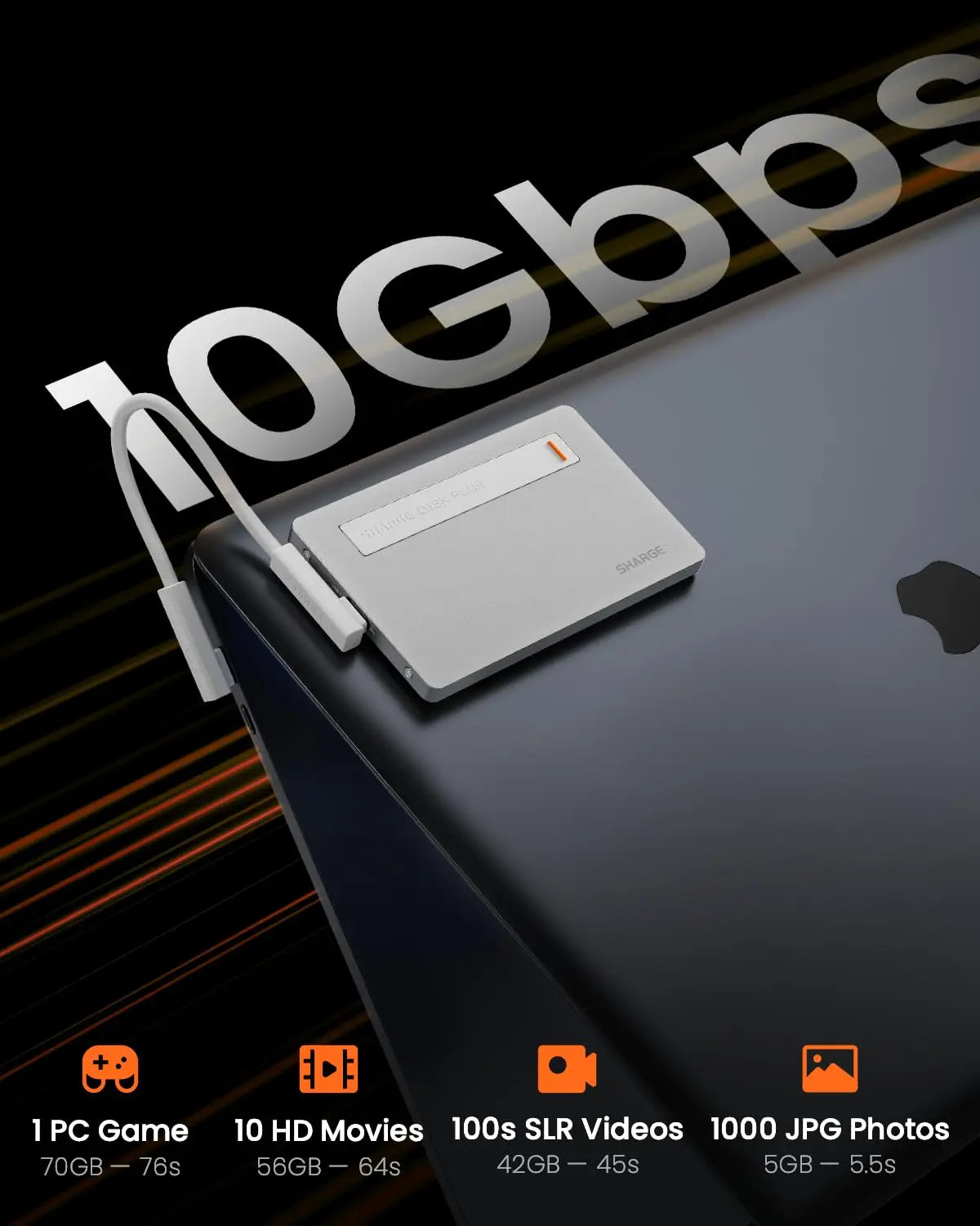 SHARGE Disk Plus M.2 NVMe SSD-kabinett 10Gbps USB-C 3.2 Gen2 (100W PD, kompakt externt SSD-kabinett)