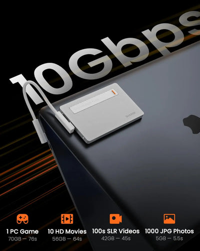 SHARGE Disk Plus M.2 NVMe SSD-kabinett 10Gbps USB-C 3.2 Gen2 (100W PD, kompakt externt SSD-kabinett)