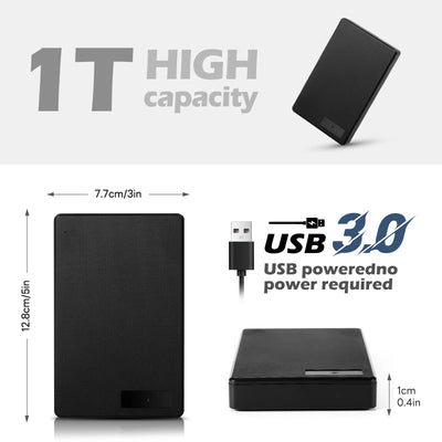 Disco duro externo portátil USB 3.0 (1 TB-5 TB, HDD de alta velocidad para portátiles, PC y consolas)