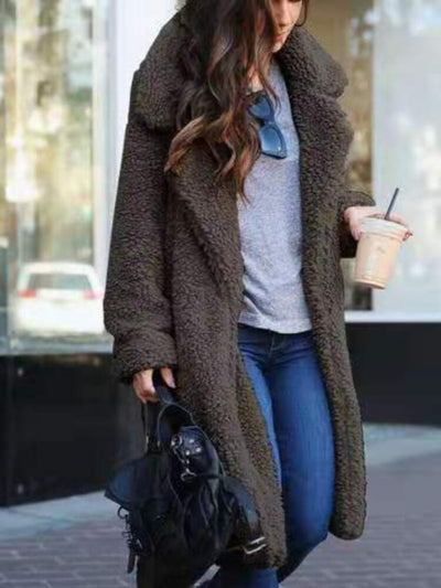 Sietske | Weicher Damen-Fleece-Teddy-Mantel, lang geschnitten
