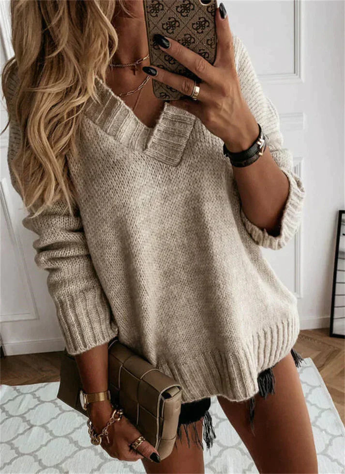 Stylischer Pullover mit V-Ausschnitt für Damen