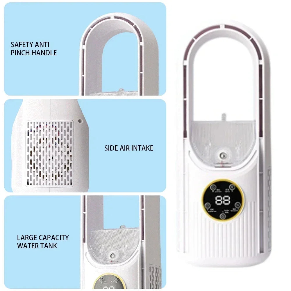 Kabelloser Hand‑und Tischventilator – Bladeless USB Ventilator, Tragbar & Leise