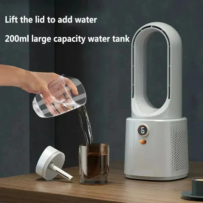 Bladloser Schlafzimmer-Ventilator mit Sprühkühlung & Nachtlicht – Leiser Mini-Luftkühler für besseren Schlaf im Sommer