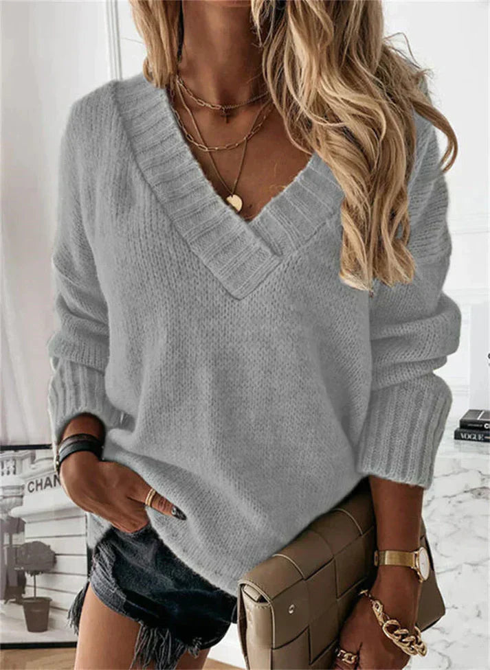 Stylischer Pullover mit V-Ausschnitt für Damen
