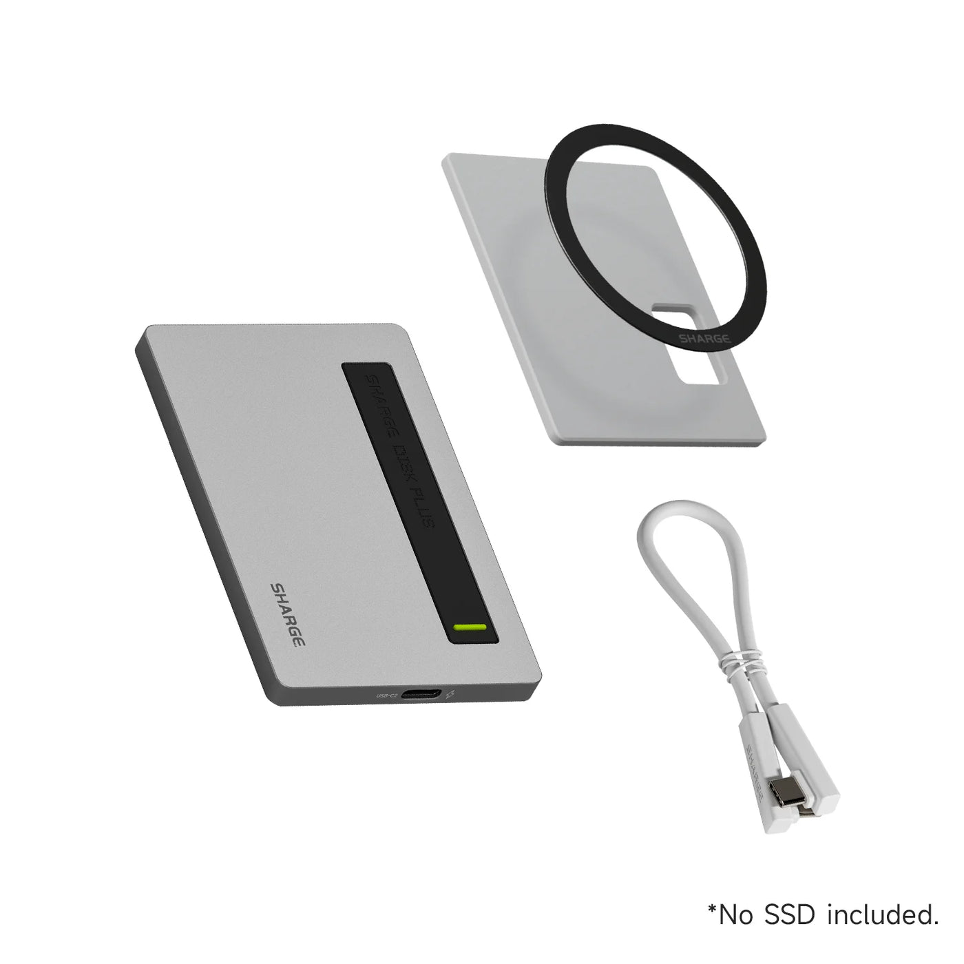 SHARGE Disk Plus M.2 NVMe SSD-kabinett 10Gbps USB-C 3.2 Gen2 (100W PD, kompakt externt SSD-kabinett)