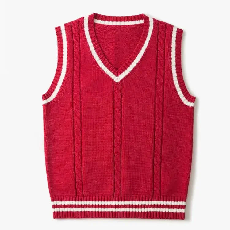 Christof - Herren Strickpullover mit V-Ausschnitt ohne Ärmel