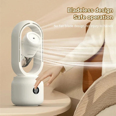 Bladeless Ventilator mit Nachtlicht & Sprühfunktion – Leise & Tragbar für Schlafzimmer & Büro