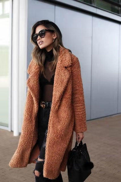 Sietske | Weicher Damen-Fleece-Teddy-Mantel, lang geschnitten
