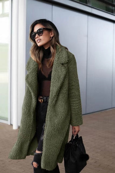 Sietske | Weicher Damen-Fleece-Teddy-Mantel, lang geschnitten