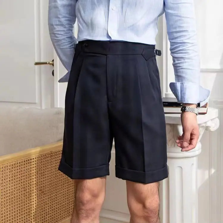 Maßgeschneiderte Shorts für Männer - 100% soft-touch-stoff - plissierte Vorderseite - Saum mit Bündchen - knielange Passform