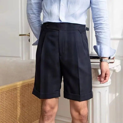 Maßgeschneiderte Shorts für Männer - 100% soft-touch-stoff - plissierte Vorderseite - Saum mit Bündchen - knielange Passform