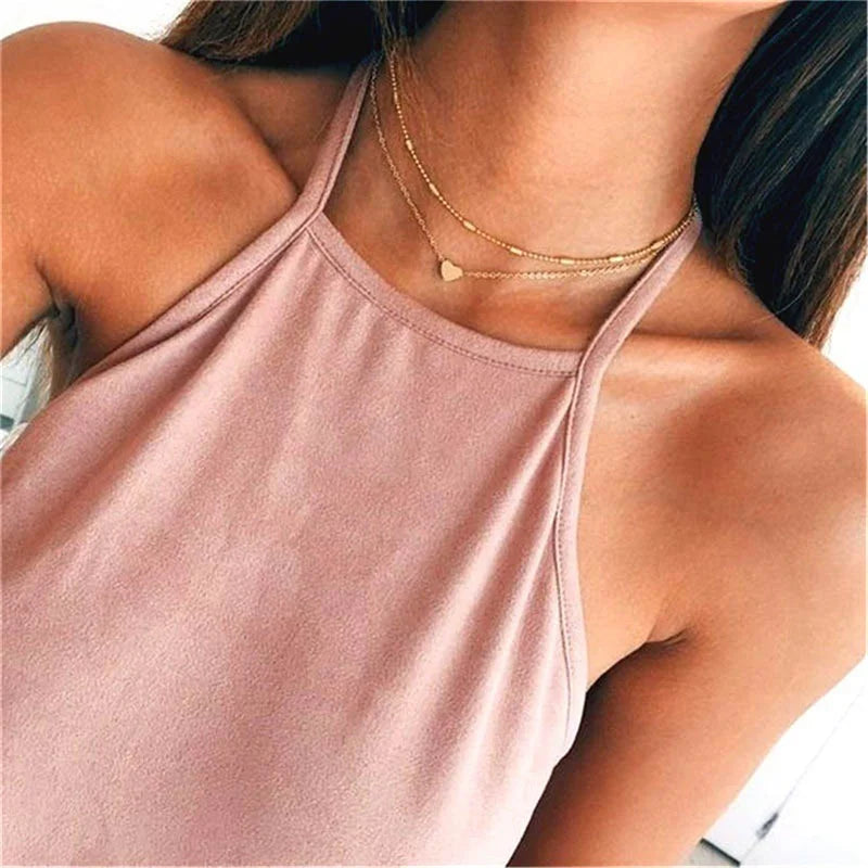 Lily | 3-lagiges Gold- und Silber-Halskettenset mit Herz- oder Kreuzanhänger