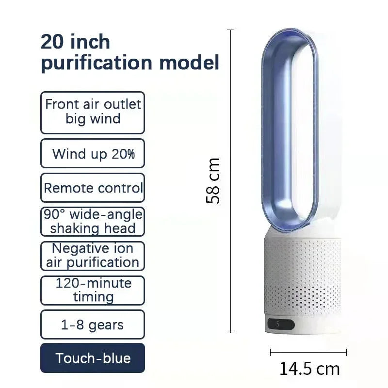3-in-1 Bladeless Tower Ventilator – Sicher, Leise & Stylisch mit 8 Windstufen & Fernbedienung