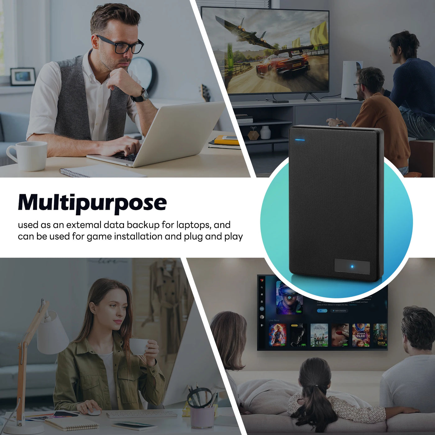 Disco duro externo portátil USB 3.0 (1 TB-5 TB, HDD de alta velocidad para portátiles, PC y consolas)