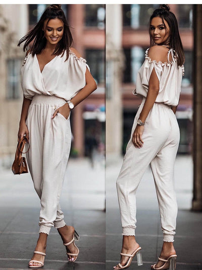 Emma Lässiger Off-Shoulder-Kombi mit Rüschendetails