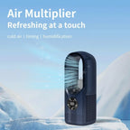 Bladeless Ventilator mit Luftbefeuchter & RGB-Licht – Leise & Kabellos für Zuhause & Reisen