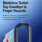 Bladeless Tischventilator mit LED & USB – Leise, Sicher & Kabellos