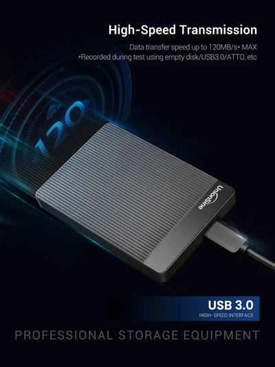 Disco duro externo portátil UnionSine de 2,5" y 1 TB con USB 3.0 (HDD de alta velocidad para PC y consola)