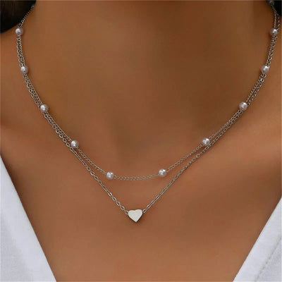 Lily | 3-lagiges Gold- und Silber-Halskettenset mit Herz- oder Kreuzanhänger
