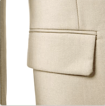 Beigefarbener dreiteiliger Herrenanzug im klassischen Stil aus Polyester - für Hochzeit und Business