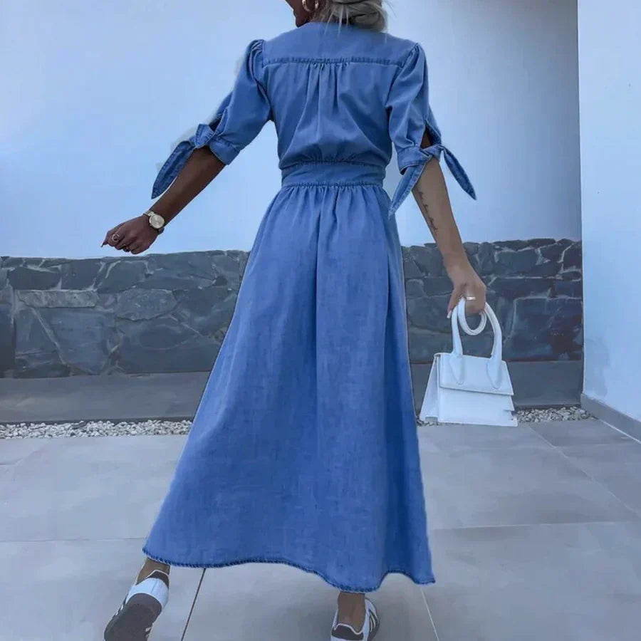 Vera - Langes Kleid aus Denim