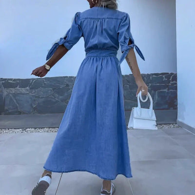 Vera - Langes Kleid aus Denim