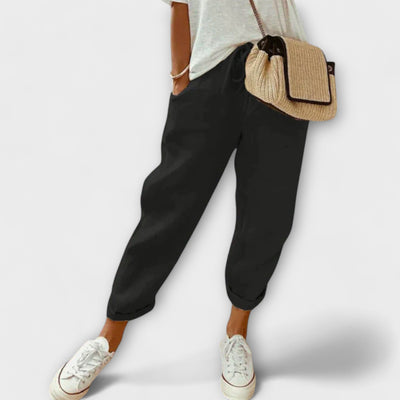 Leichte Damen-Sommerhose aus natürliche Textur - Atmungsaktiv und elegant geschnitten