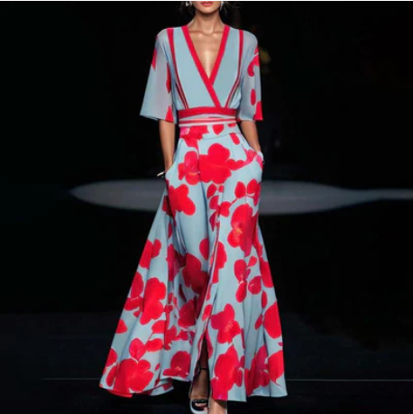 Mia - langes Kleid mit Blumenmuster