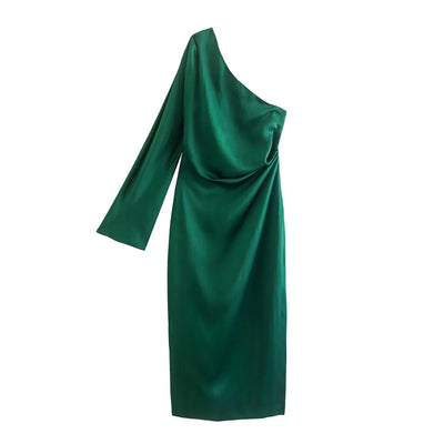 Einschulter-Kleid aus Satin