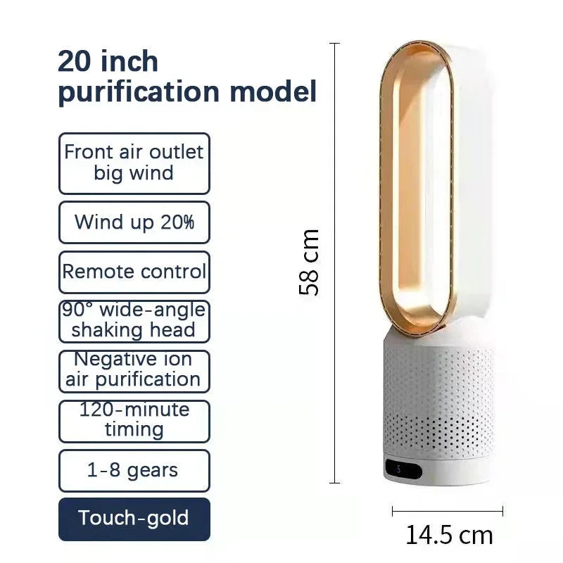 3-in-1 Bladeless Tower Ventilator – Sicher, Leise & Stylisch mit 8 Windstufen & Fernbedienung