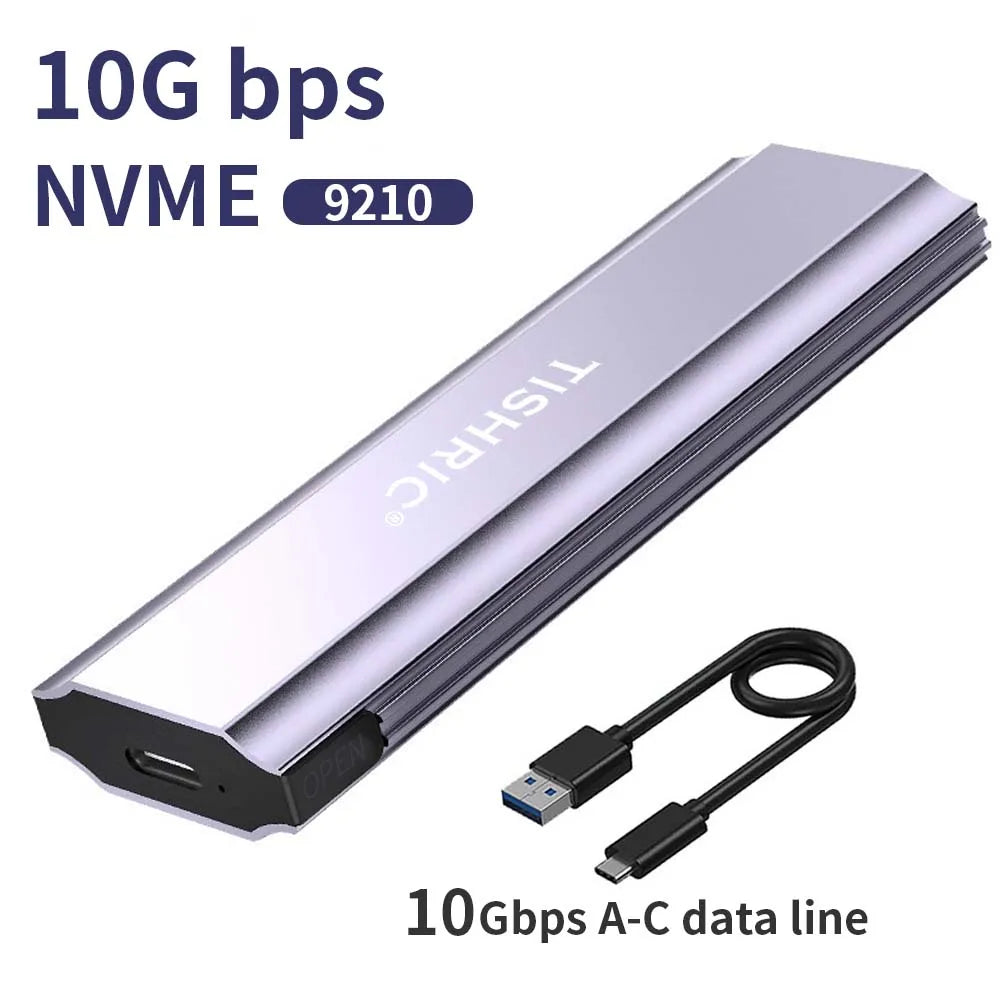 Carcasa SSD externa TISHRIC para juegos, M.2 NVMe/NGFF, USB a Tipo-C (10 Gbps/5 Gbps)